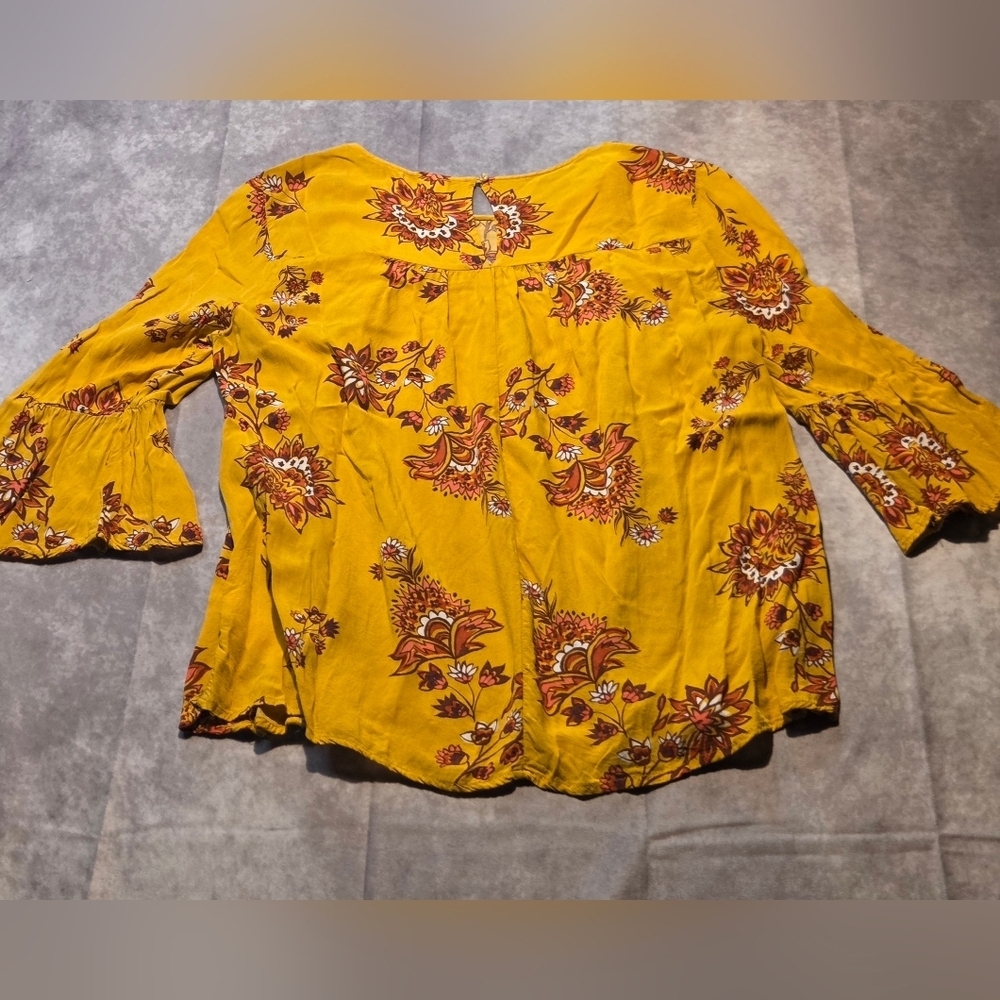 Old Navy Women's Floral Peasant Top Blouse Boho Yellow Floral Flowy Size Medium - Picture 8 of 10